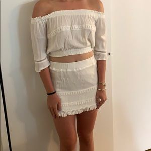 White lightweight skirt and top set